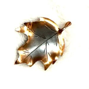 Vintage Stuart Nye Copper RARE Brooch MapleLeaf Signed Antique 3" Men/Women